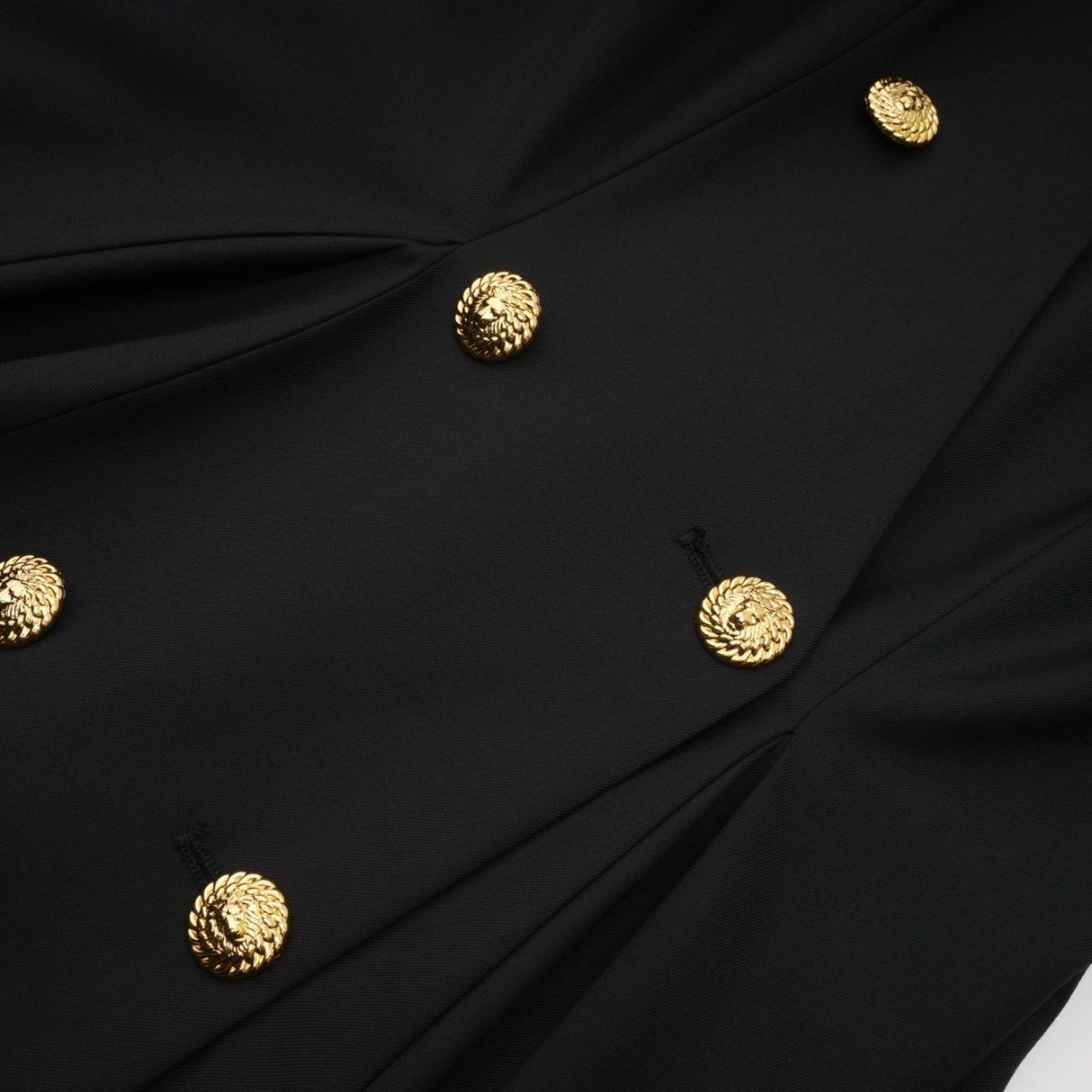 Nora Mini Dress Black Flared Crossover Gold Button