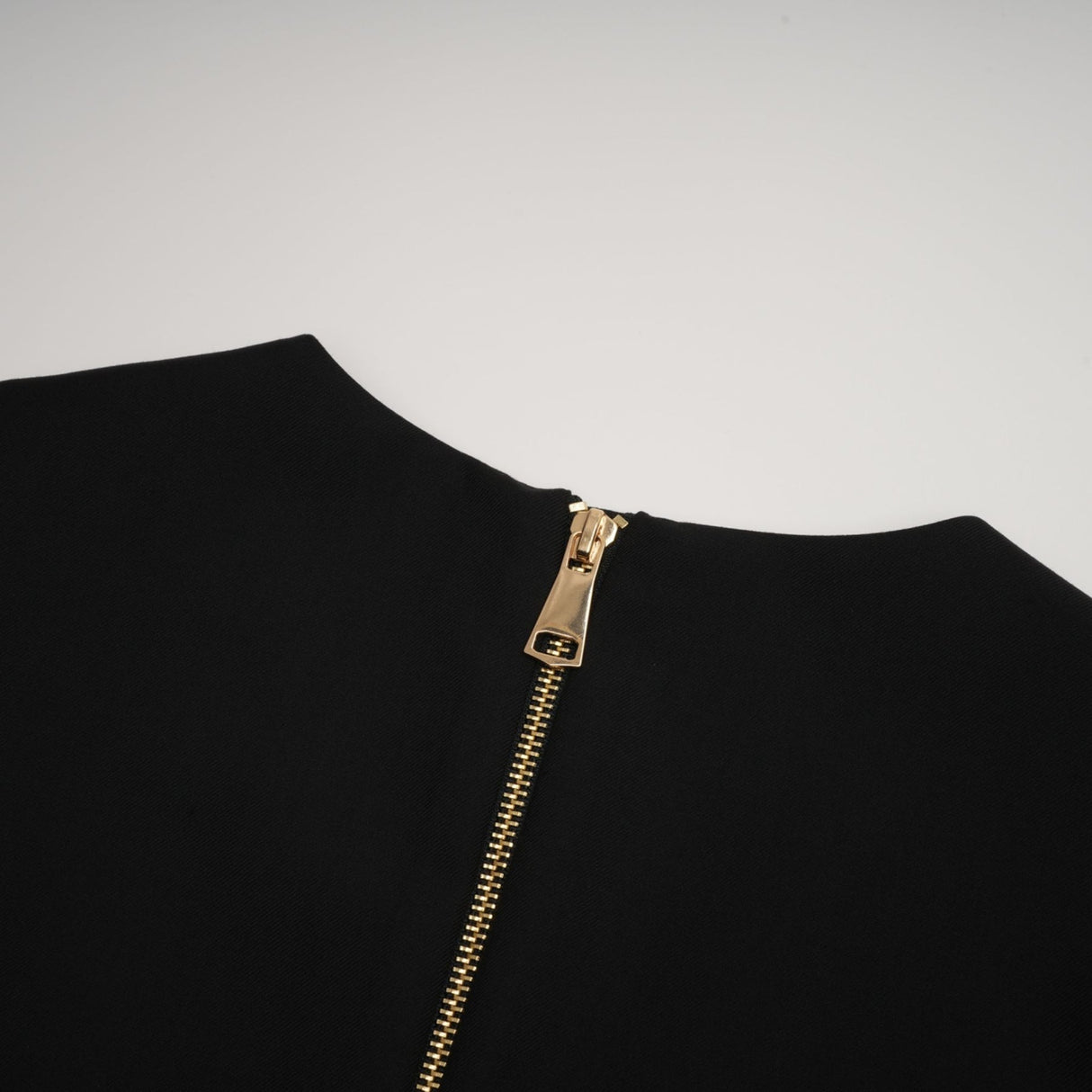 Nora Mini Dress Black Flared Crossover Gold Button