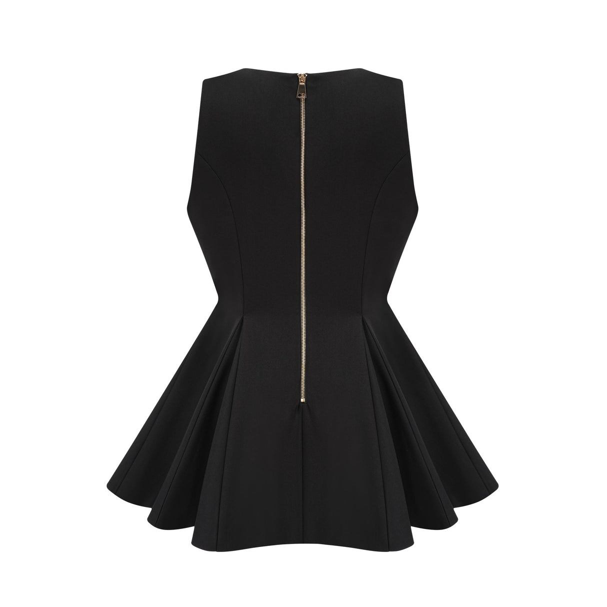 Nora Mini Dress Black Flared Crossover Gold Button