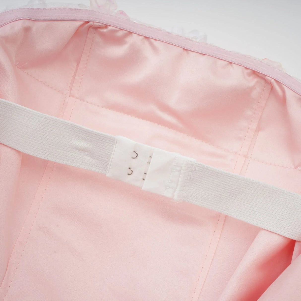 Norah Mini Dress Pink & White 3D Petal Puffy Scallop Hem