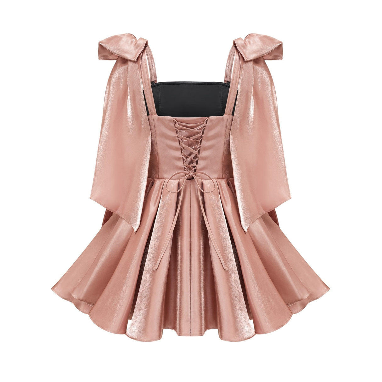 Olga Dress Brown Bow Detail Flare Mini