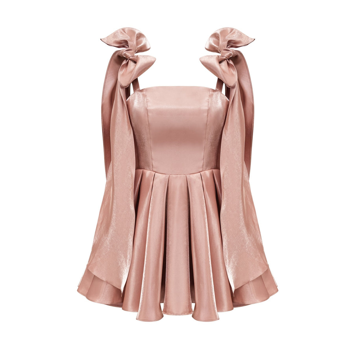 Olga Dress Brown Bow Detail Flare Mini