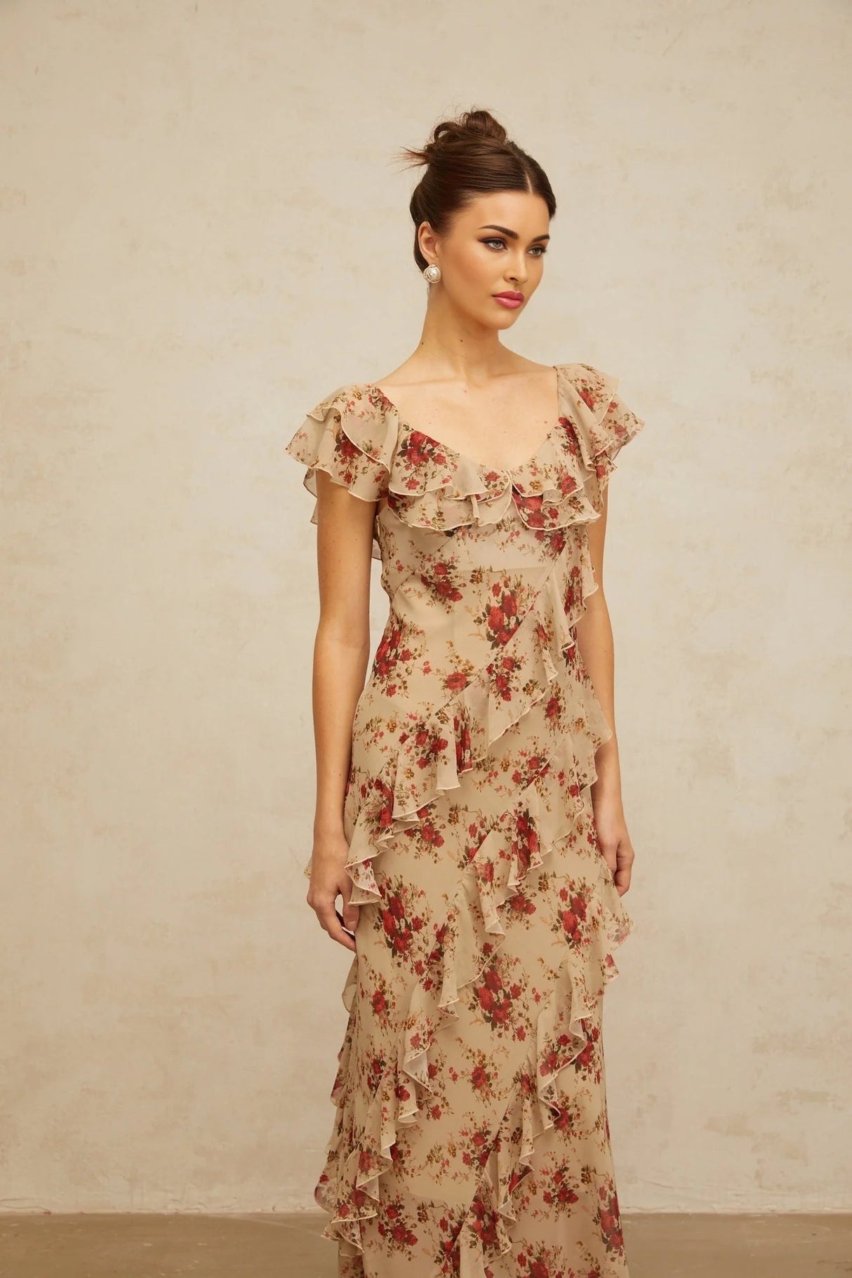 Olga Maxi Dress Floral Ruffle Hem