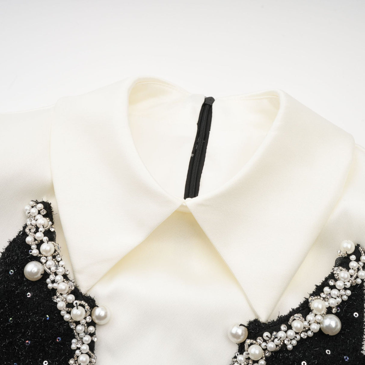 Olivia Mini Dress Monochrome Tweed Pearls