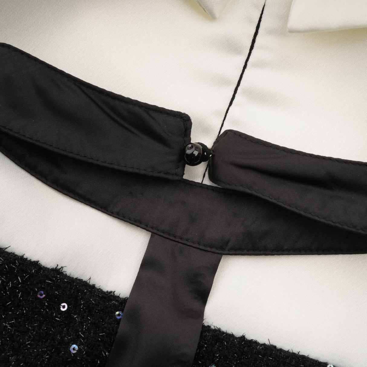 Olivia Mini Dress Monochrome Tweed Pearls