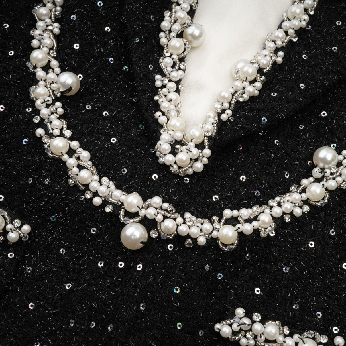 Olivia Mini Dress Monochrome Tweed Pearls