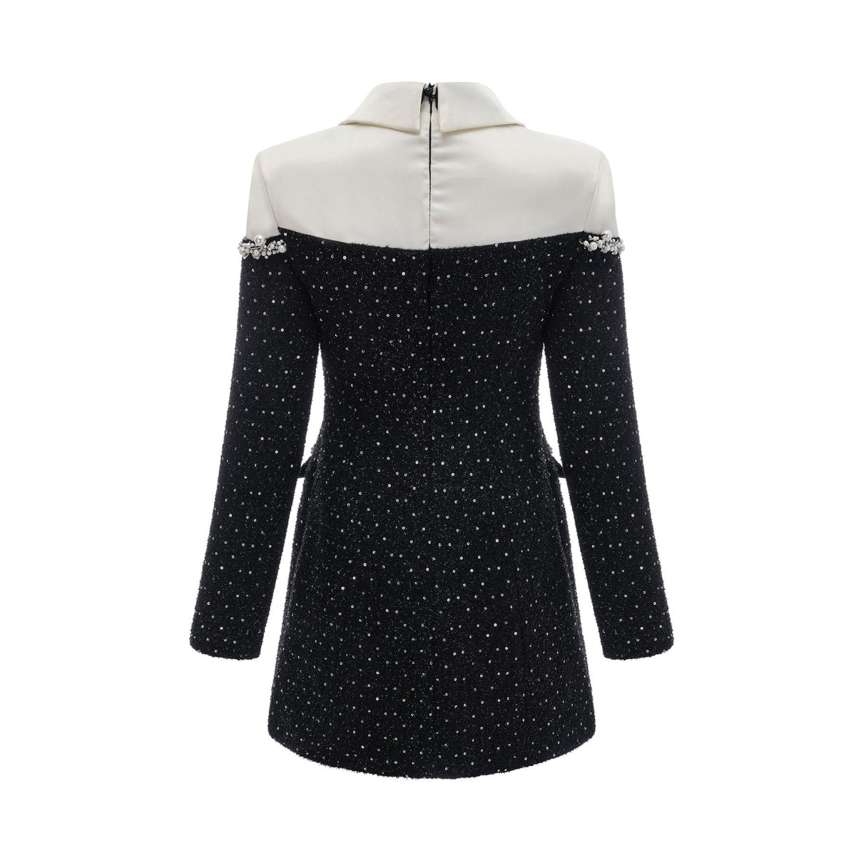 Olivia Mini Dress Monochrome Tweed Pearls