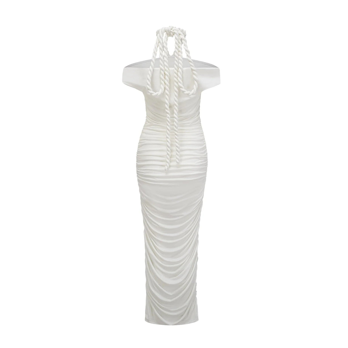 Ornella Midi Dress White Off - Shoulder Braid & Rope Detail