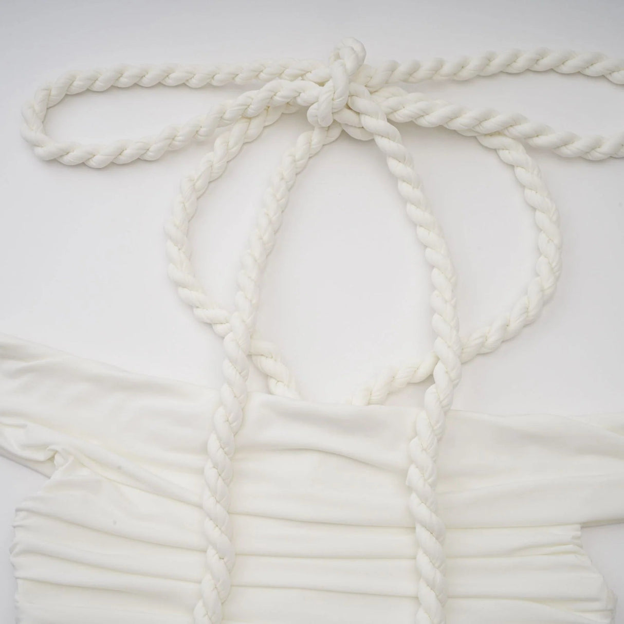 Ornella Midi Dress White Off - Shoulder Braid & Rope Detail