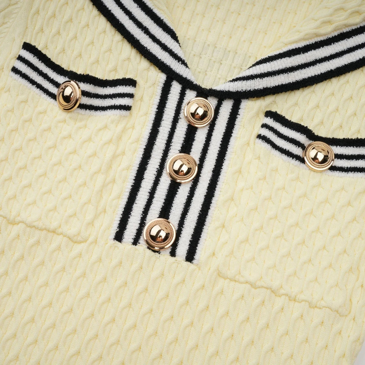 Paige Knitted Dress with Nautical Detail in Yellow