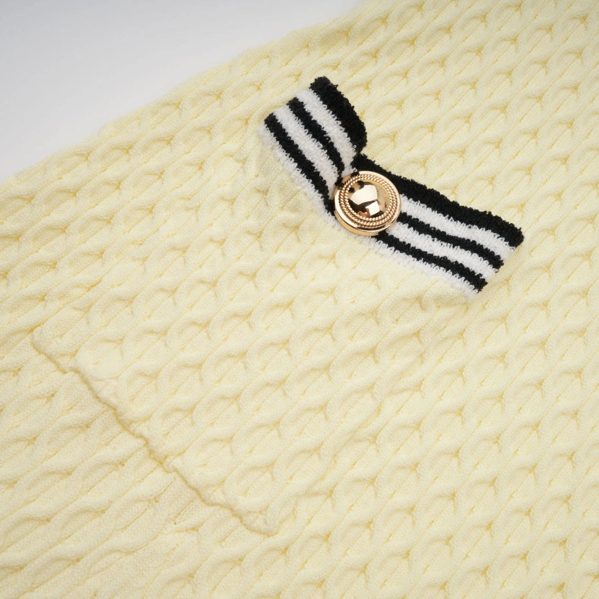 Paige Knitted Dress with Nautical Detail in Yellow