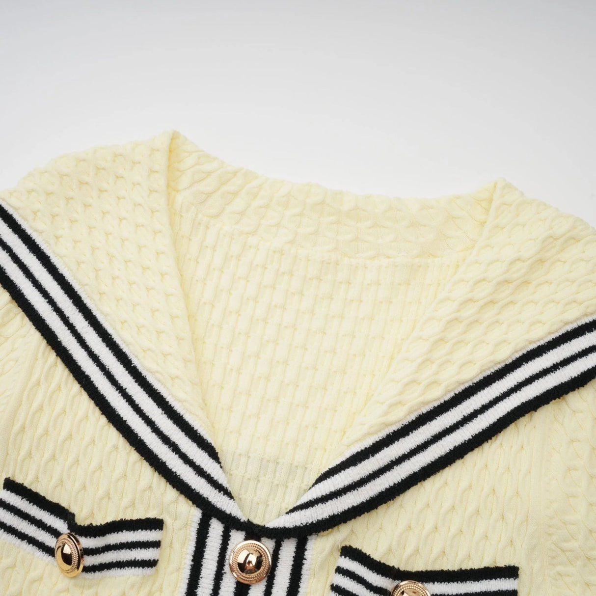 Paige Knitted Dress with Nautical Detail in Yellow