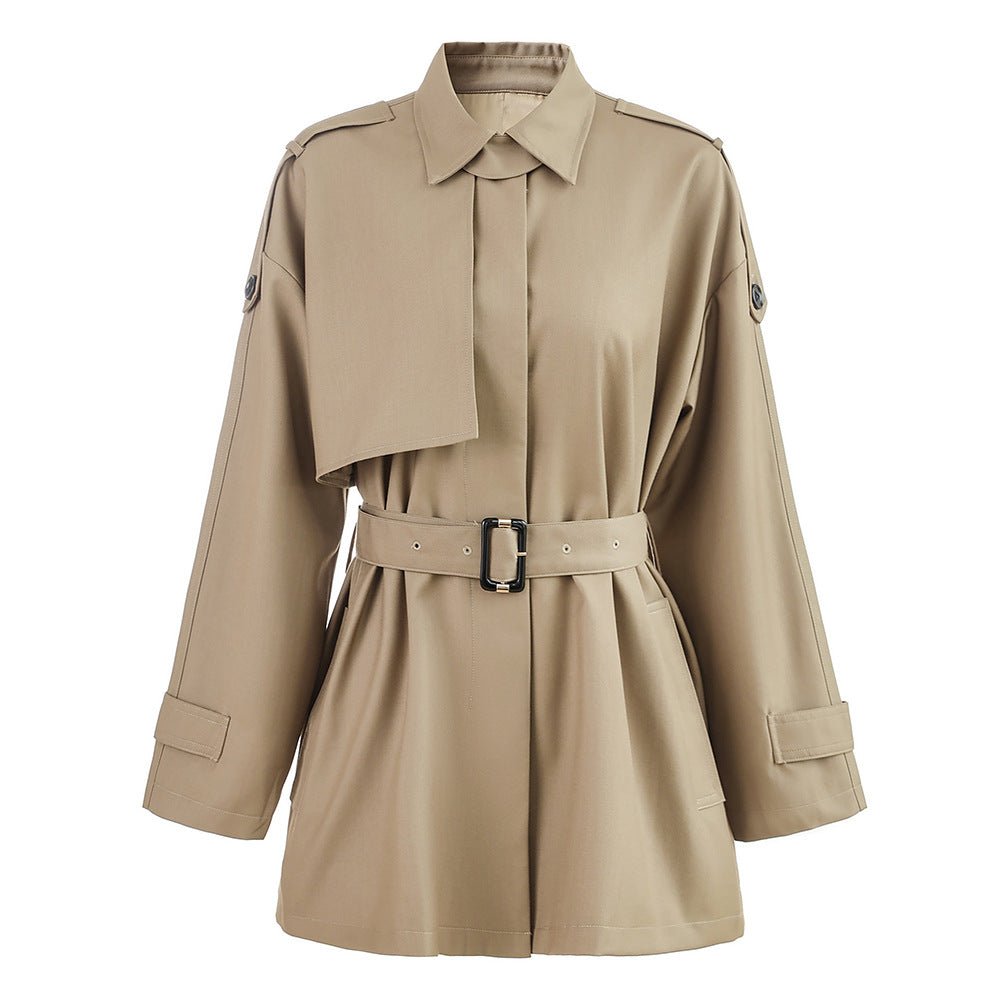 Paige Trench Coat – Oversized Belted Fit – Epaulettes – Military - Inspired Design