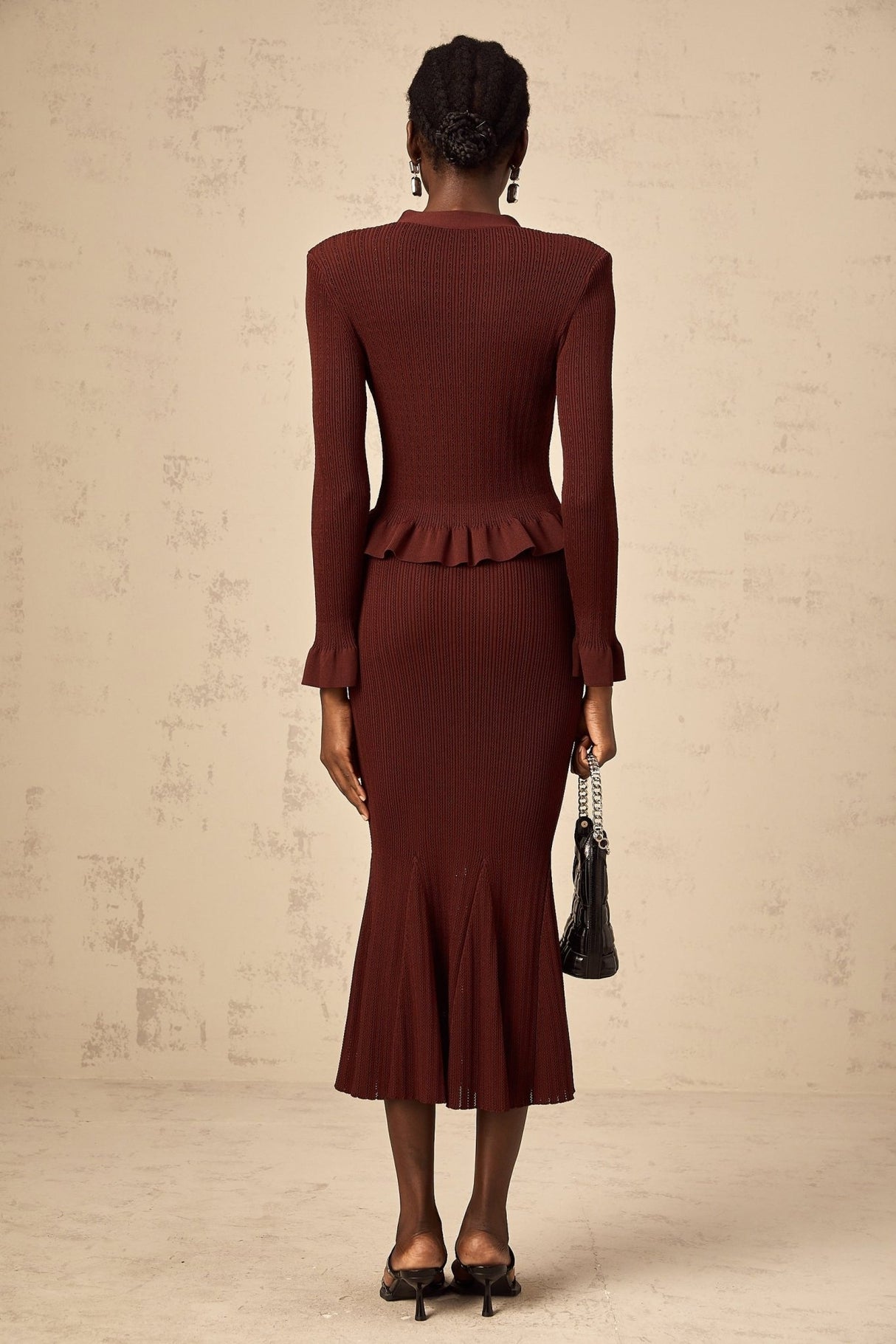 Paisley Skirt & Top Set Crystal Embellished Bordeaux Red