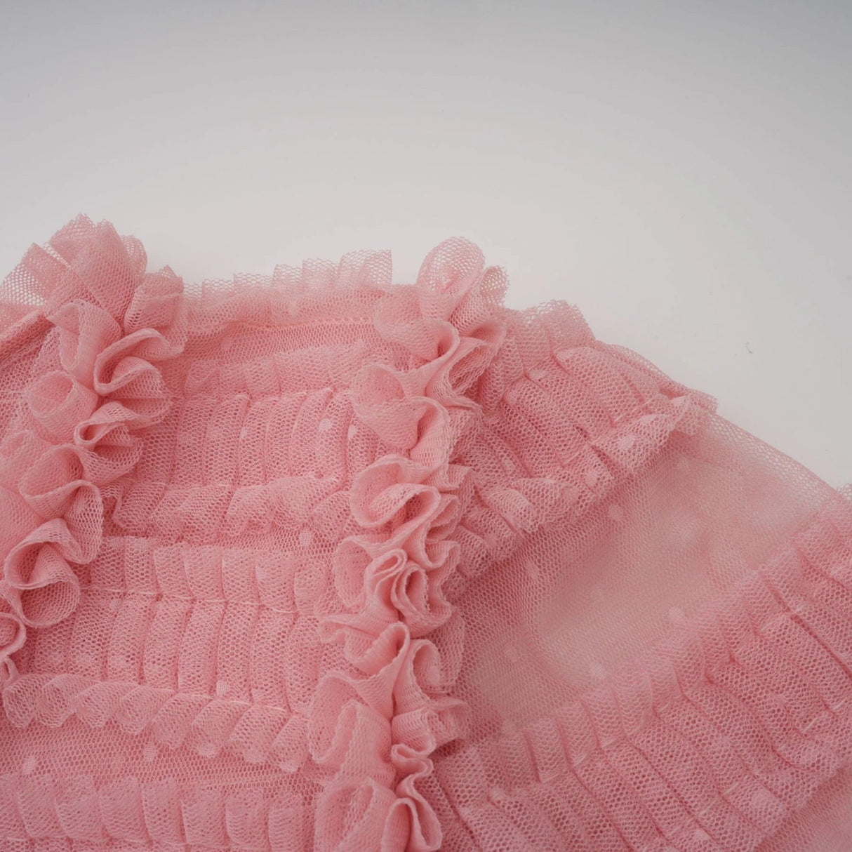 Paityn Midi Dress Pink Dot Ruffled Tulle Tiered Design Zip Fastening