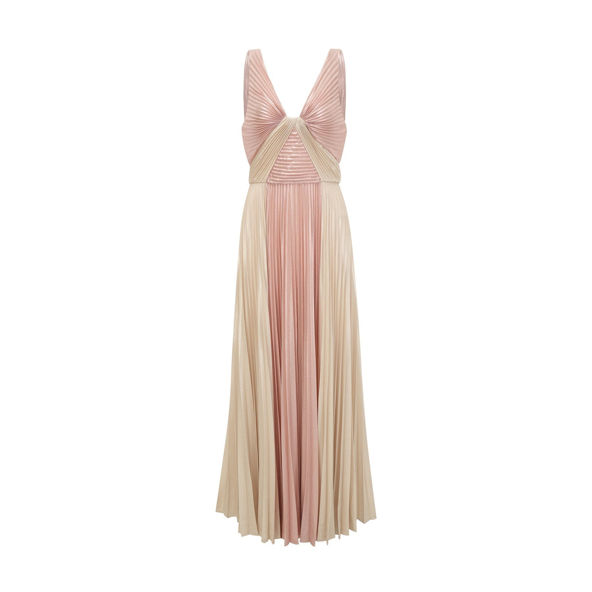 Palma Dress Pink & Gold Pleated Maxi