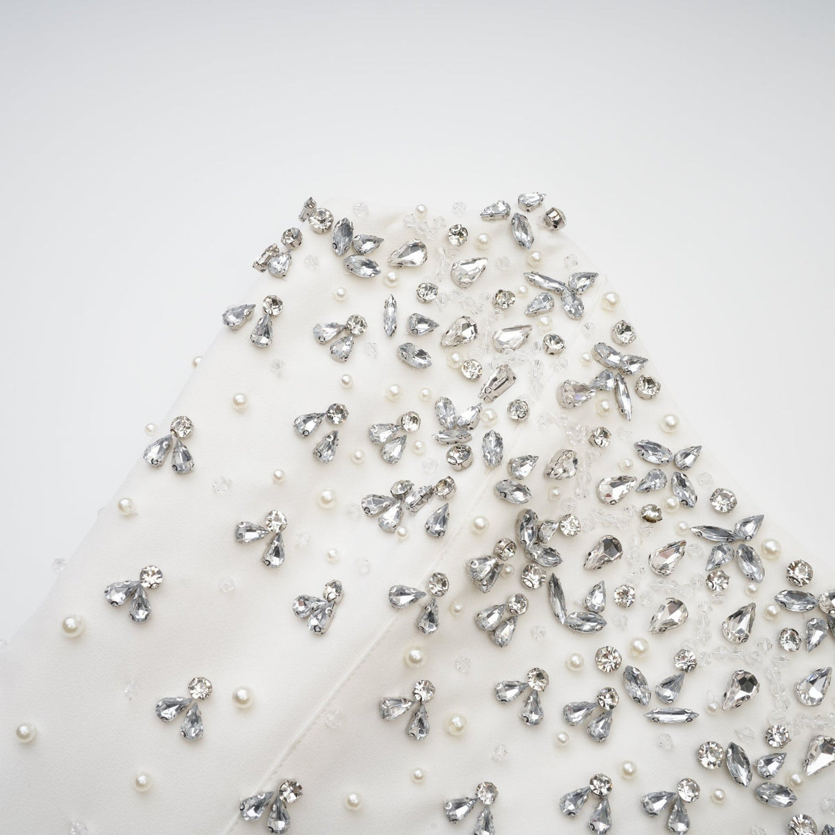 Paloma Midi Dress White Embellished Off the Shoulder Zip Fastening