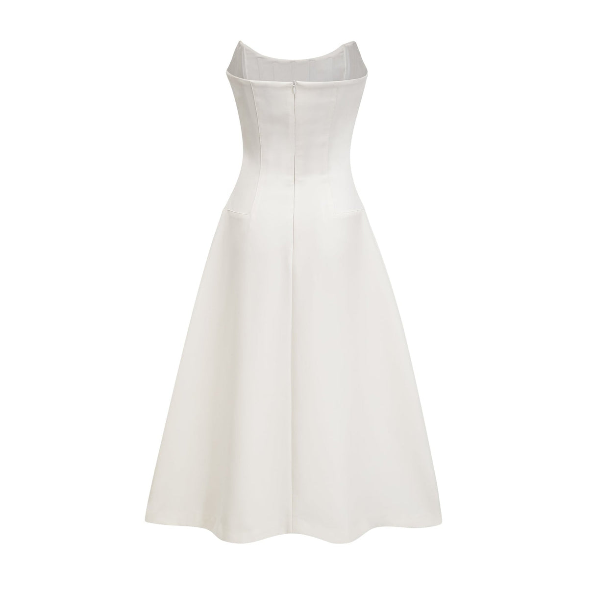 Paloma Midi Dress White Embellished Off the Shoulder Zip Fastening