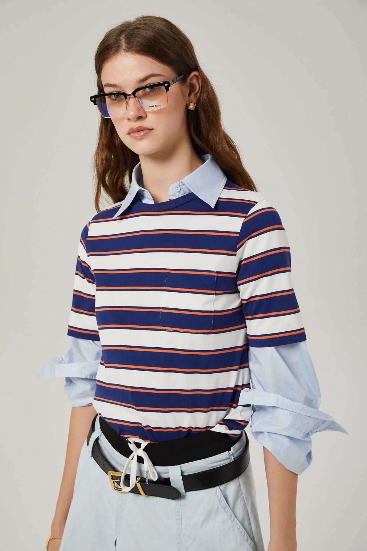 Paloma Shirt White Blue Stripe Print TShirt