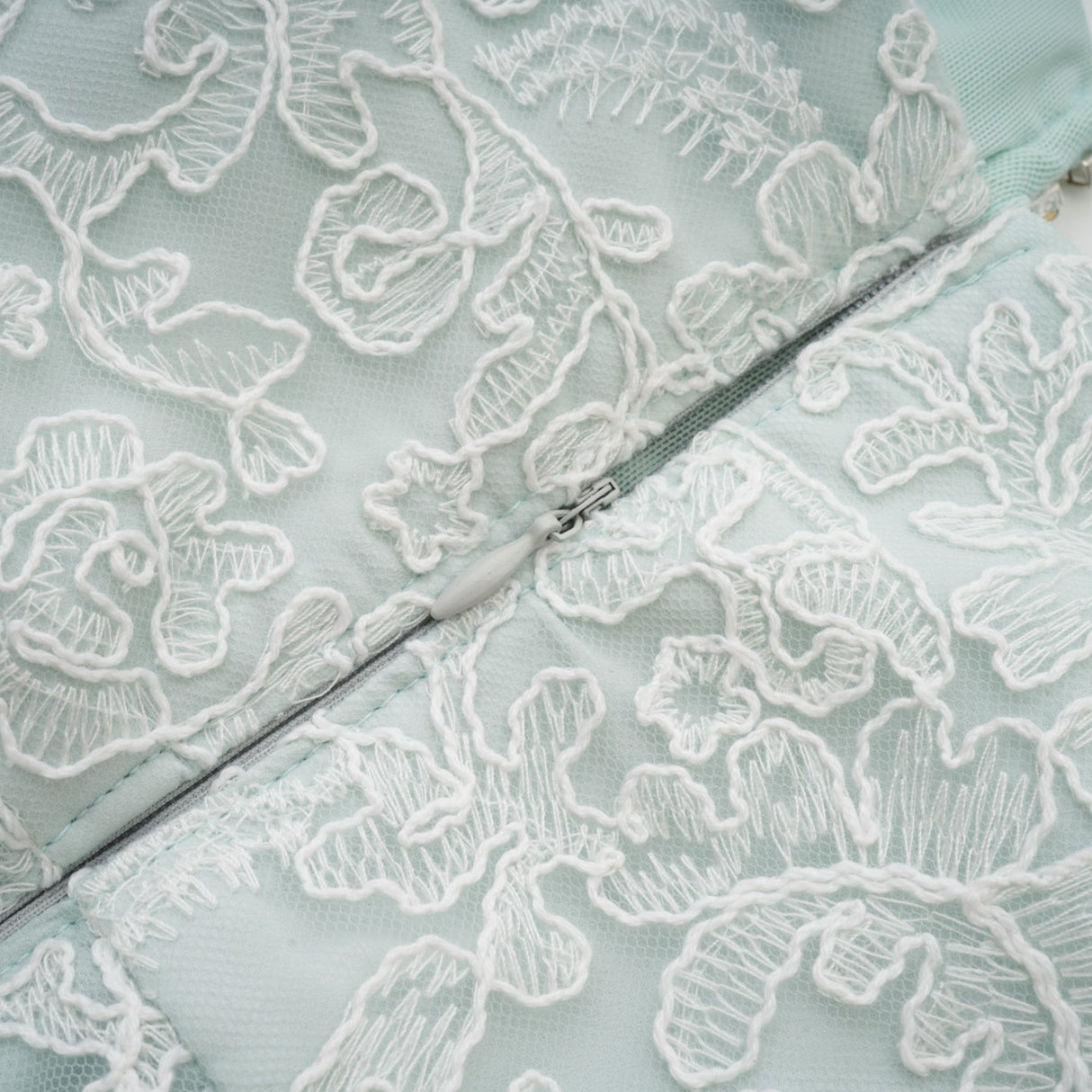 Paola Mini Dress Green Lace Crystal Pleat Embellished