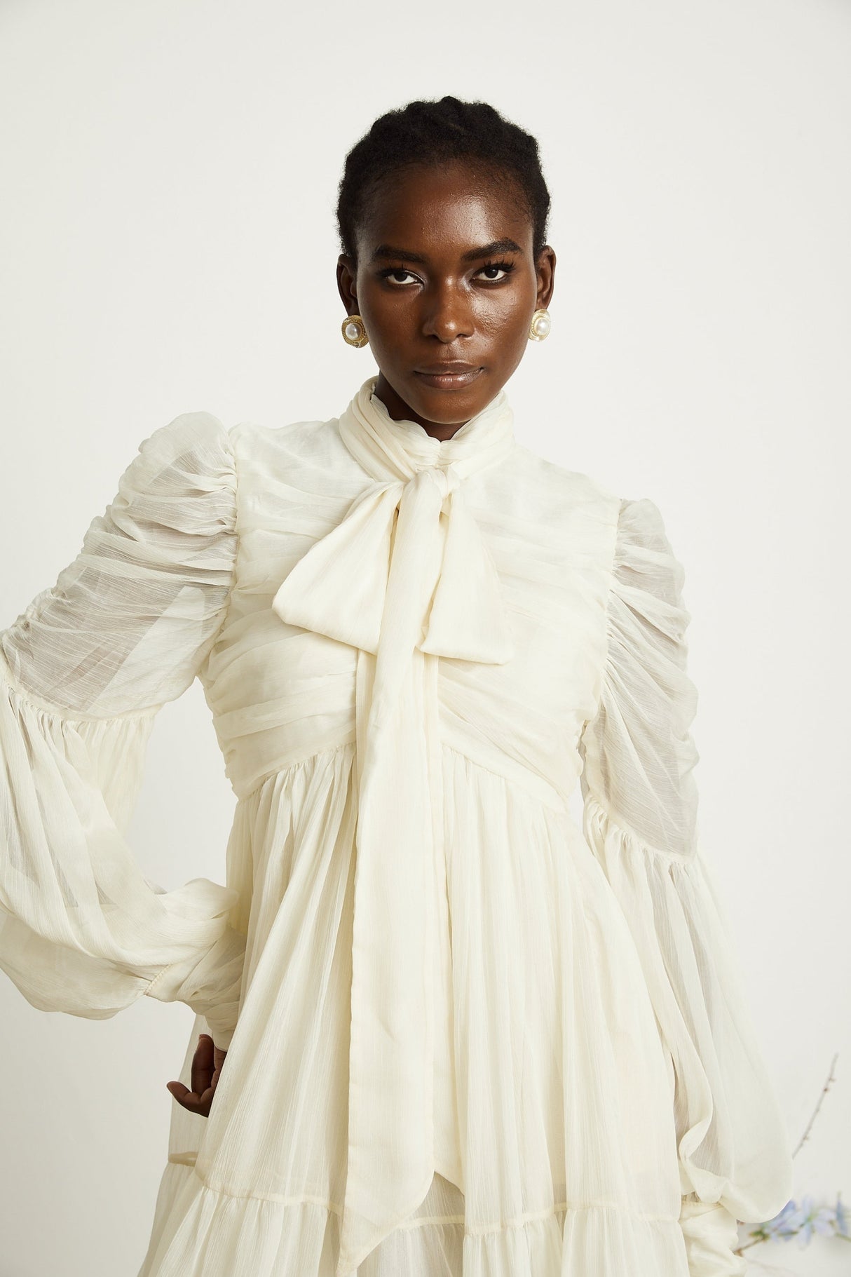 Paola Mini Dress - Mock Neck Long Sleeve Gathered Design