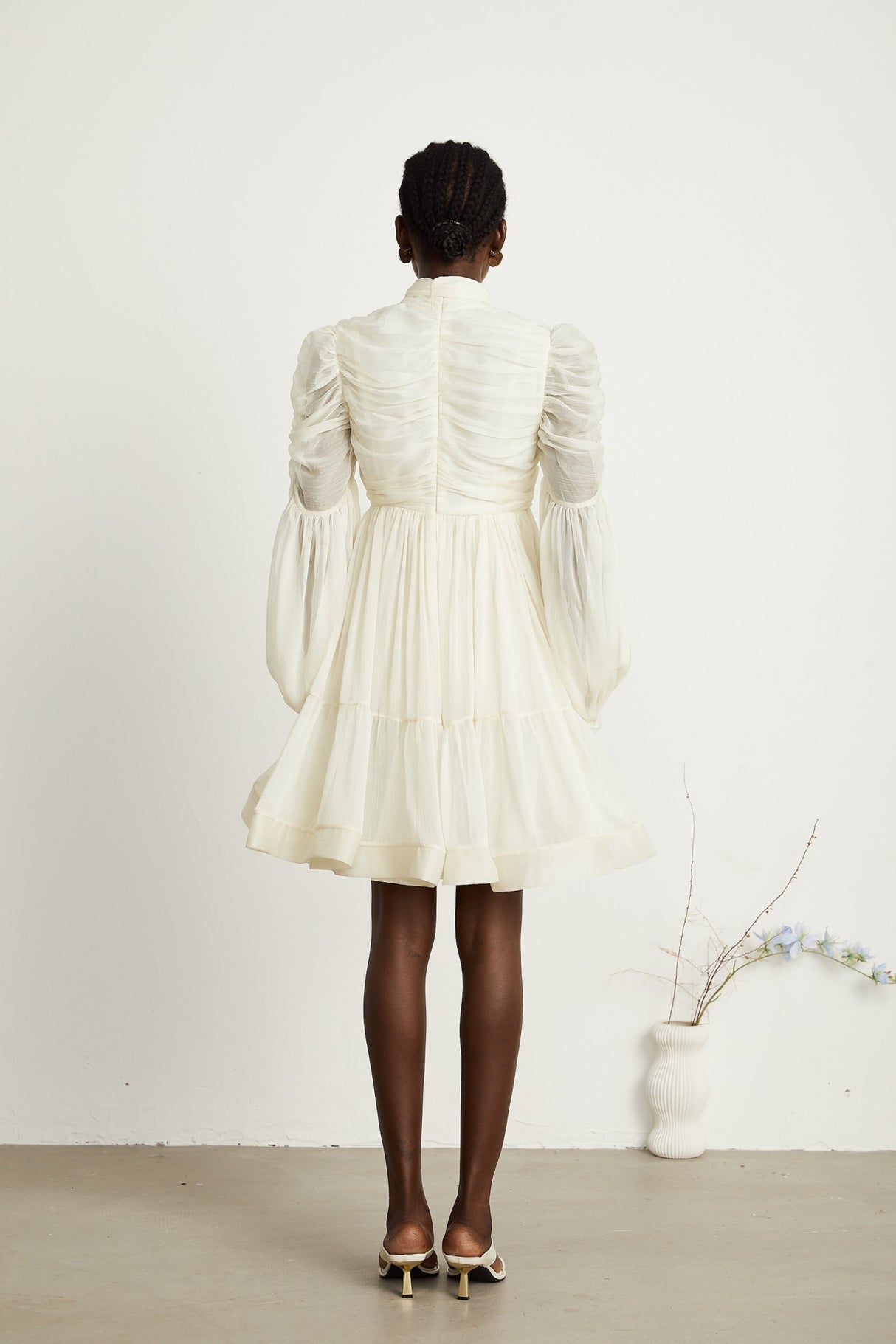 Paola Mini Dress - Mock Neck Long Sleeve Gathered Design