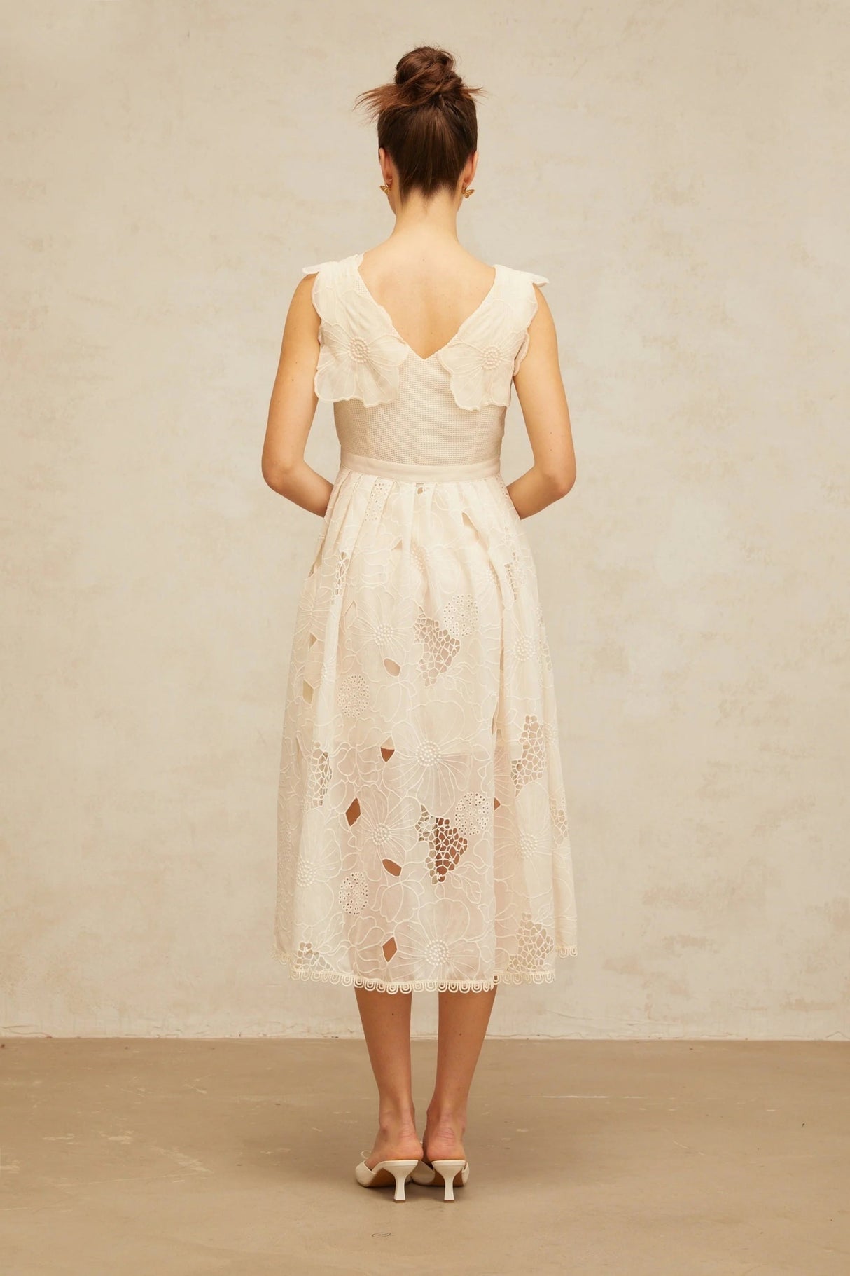 Patrizia Midi Dress Beaded Floral Embroidered & Cut - Out