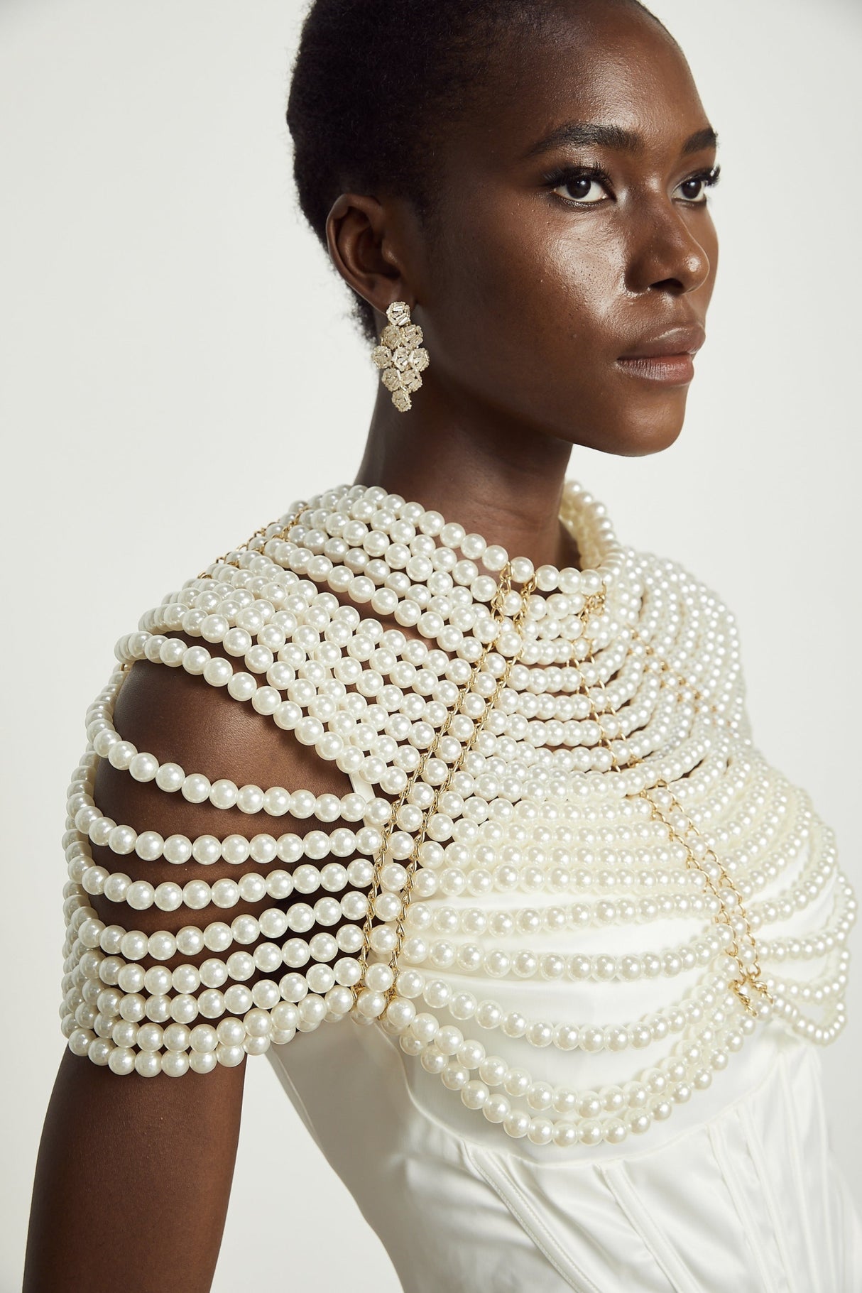 Patrizia Shawl White Faux - Pearl Open - Back