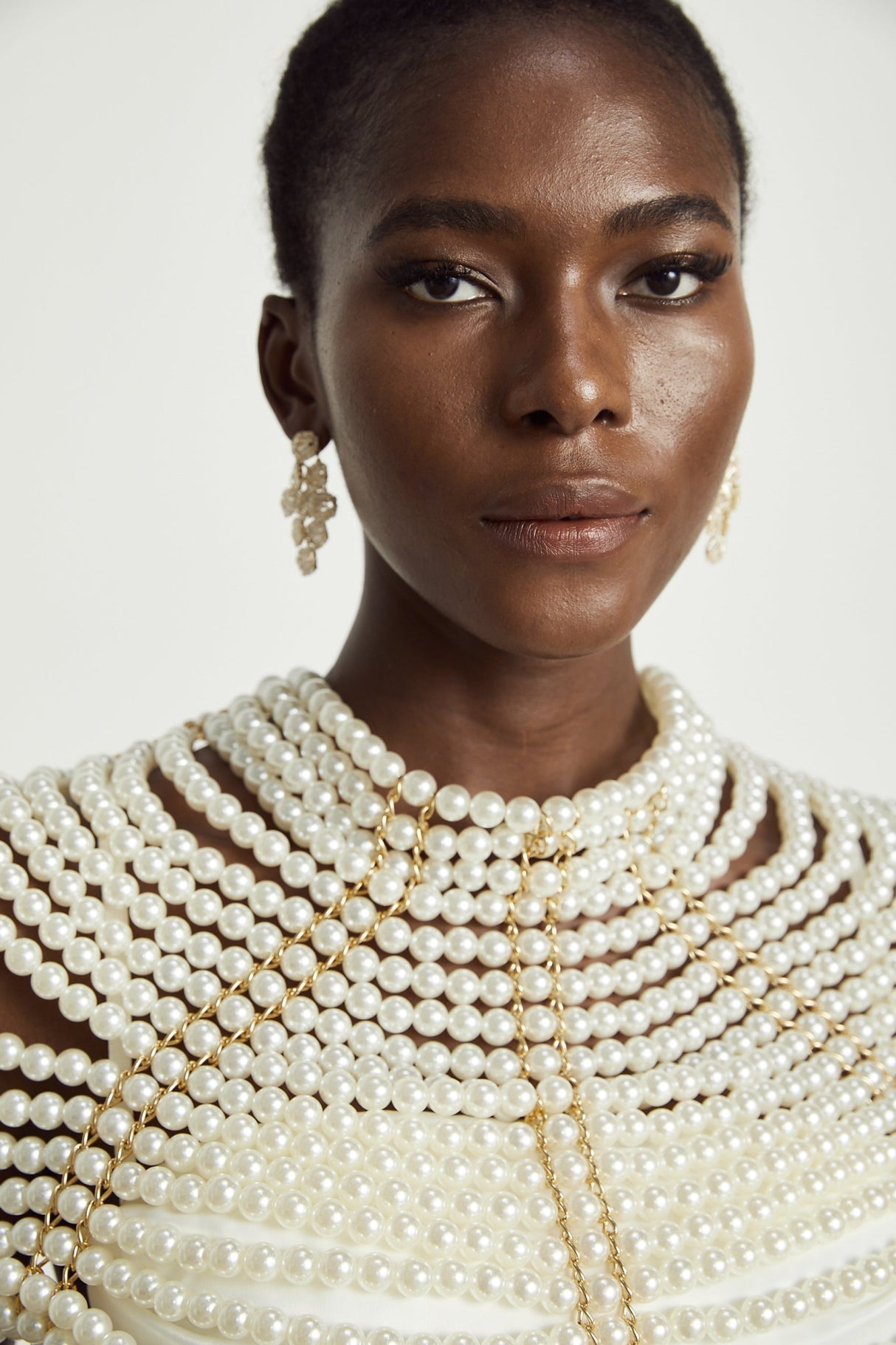 Patrizia Shawl White Faux - Pearl Open - Back