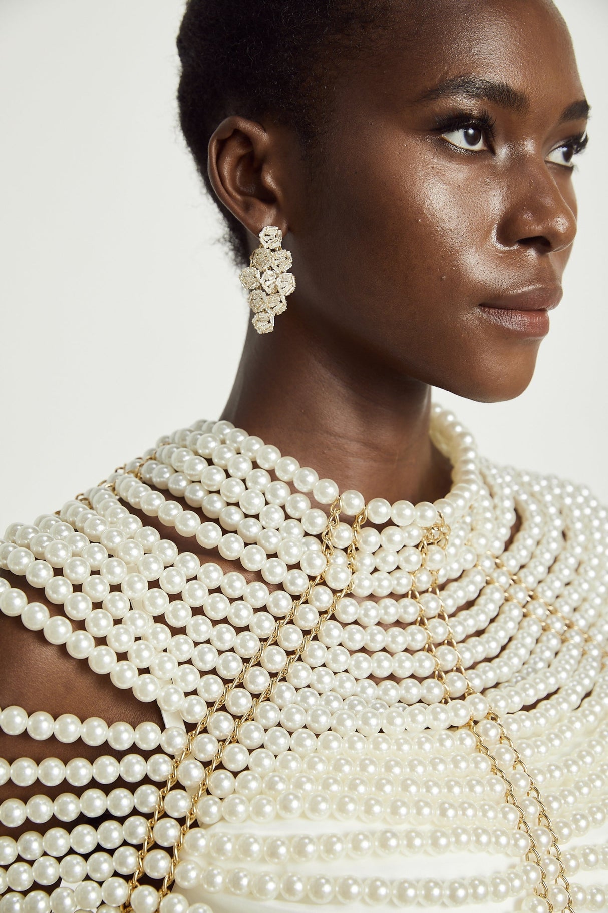 Patrizia Shawl White Faux - Pearl Open - Back