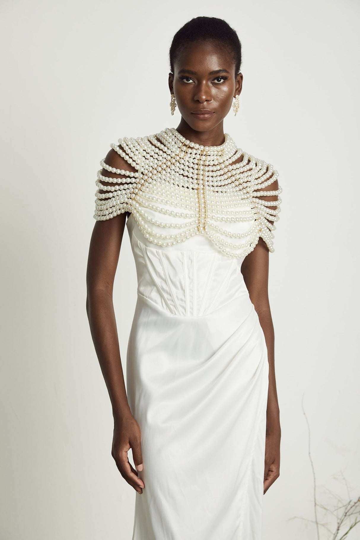 Patrizia Shawl White Faux - Pearl Open - Back