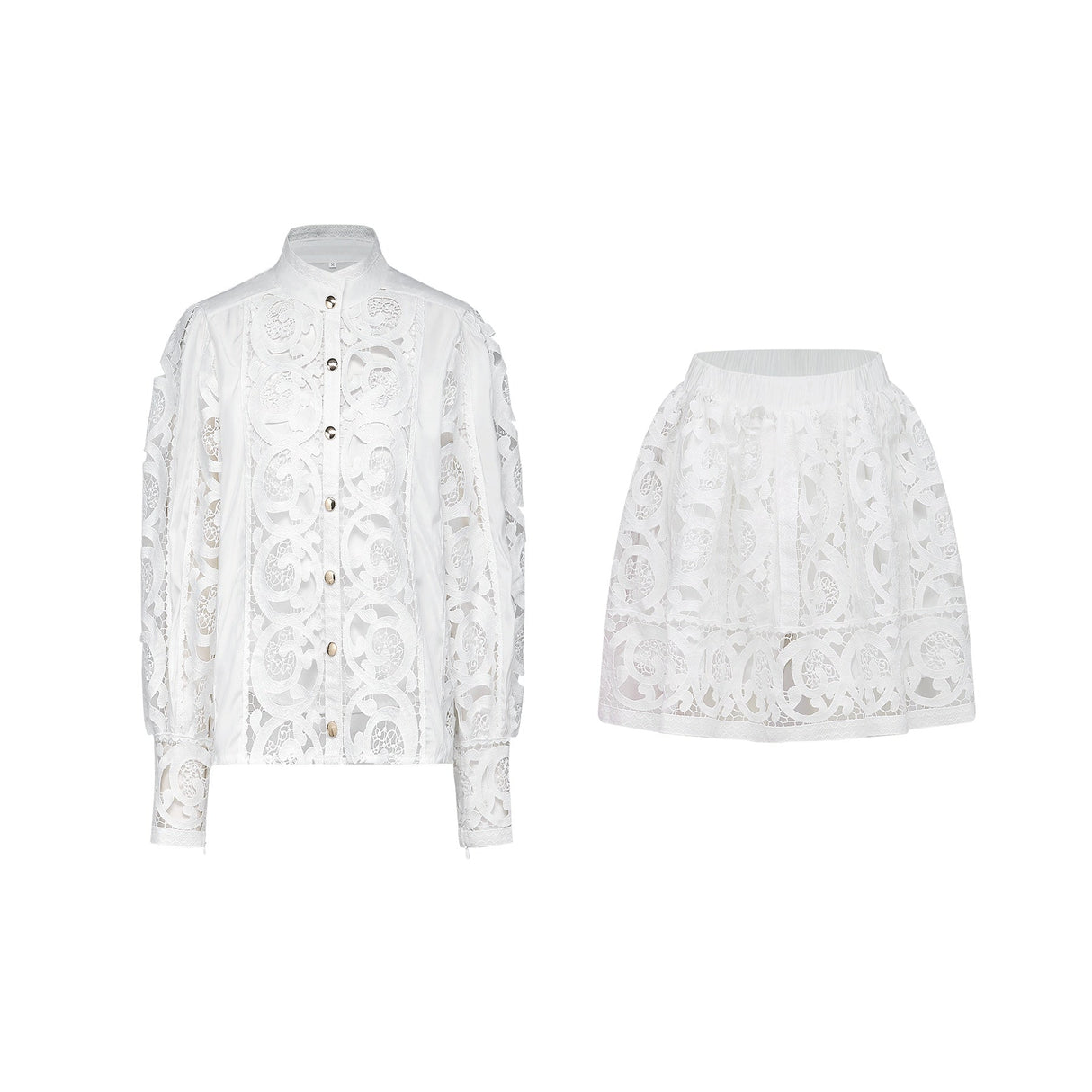 Patrizia Shirt & Skirt White Lace Floral Set