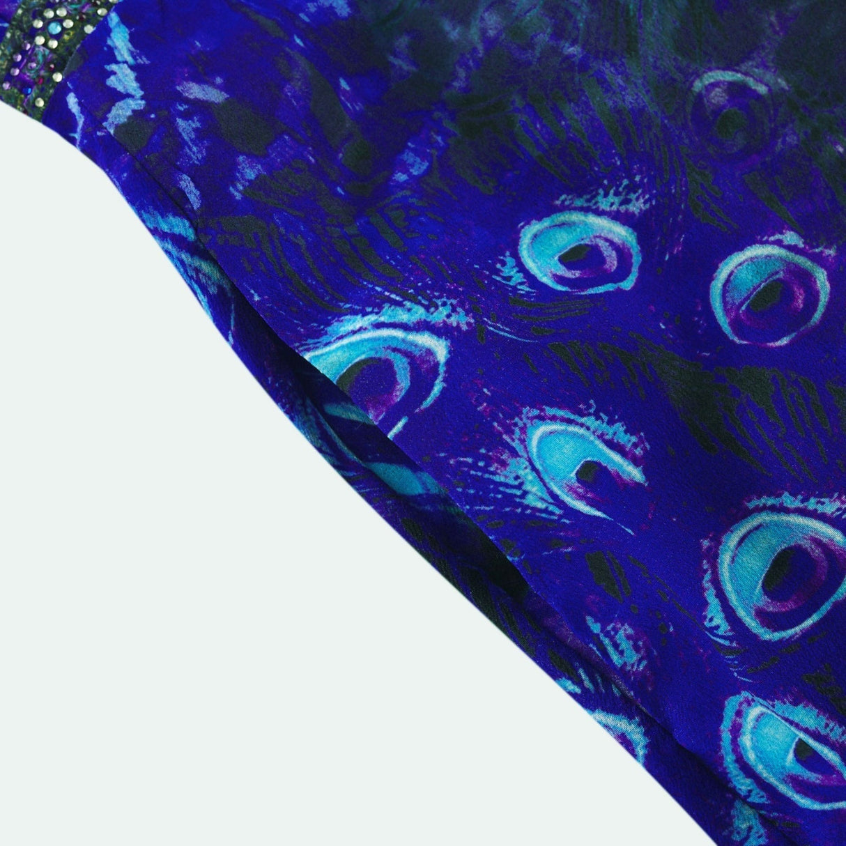 Peacock Print Halterneck Wide - Leg Silk Jumpsuit