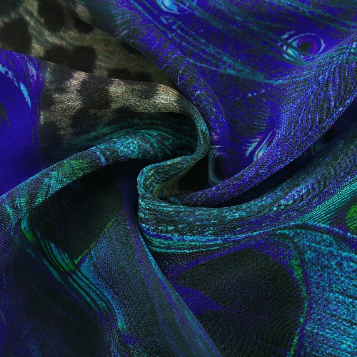 Peacock Print Halterneck Wide - Leg Silk Jumpsuit