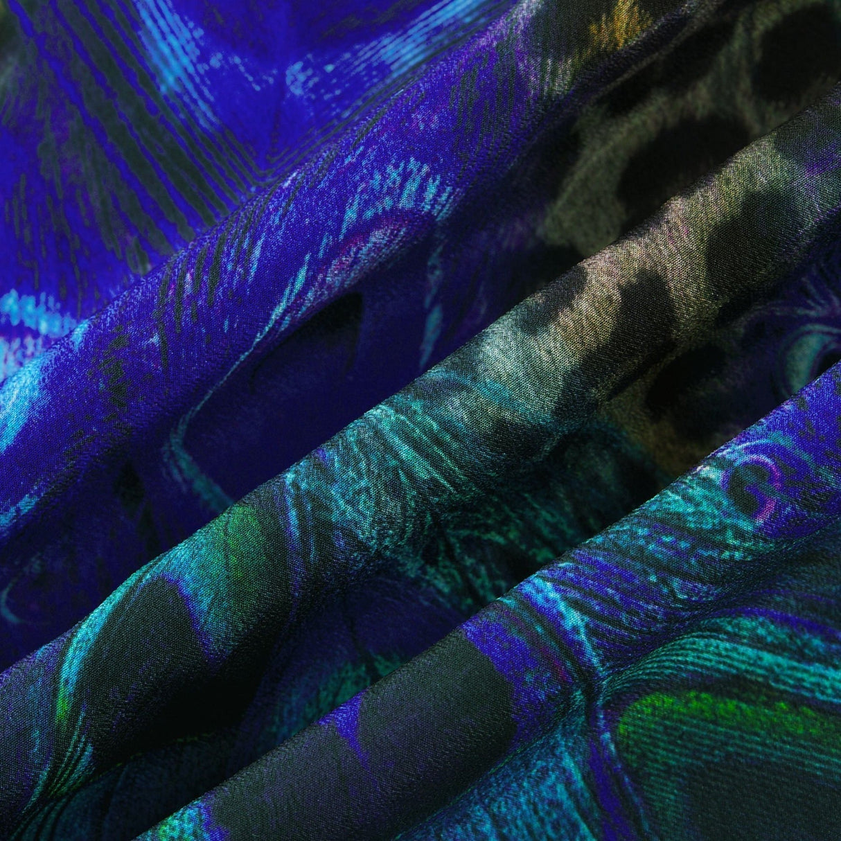 Peacock Print Halterneck Wide - Leg Silk Jumpsuit