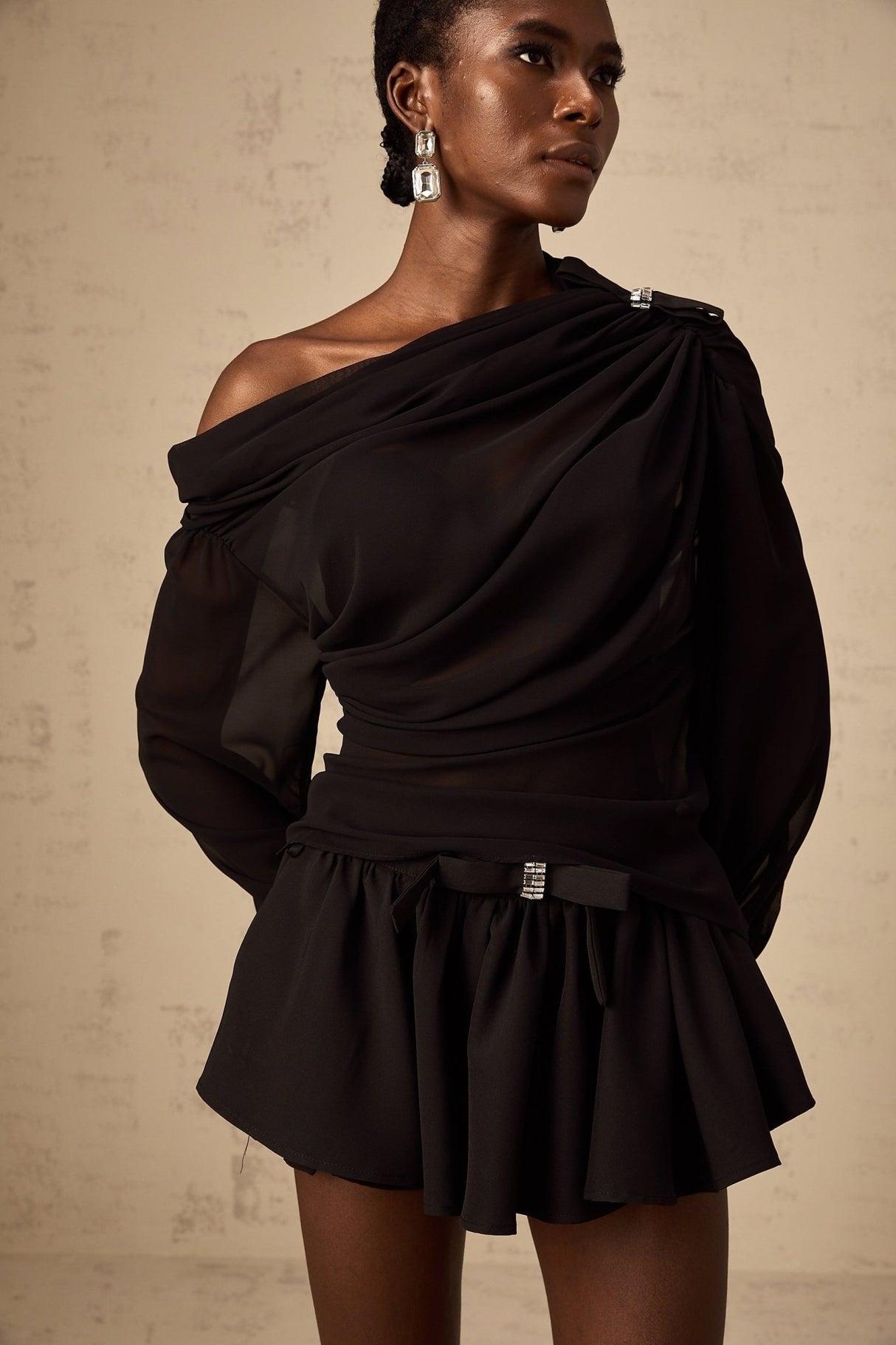 Pellegrina Blouse & Skirt Crystal Bow Set