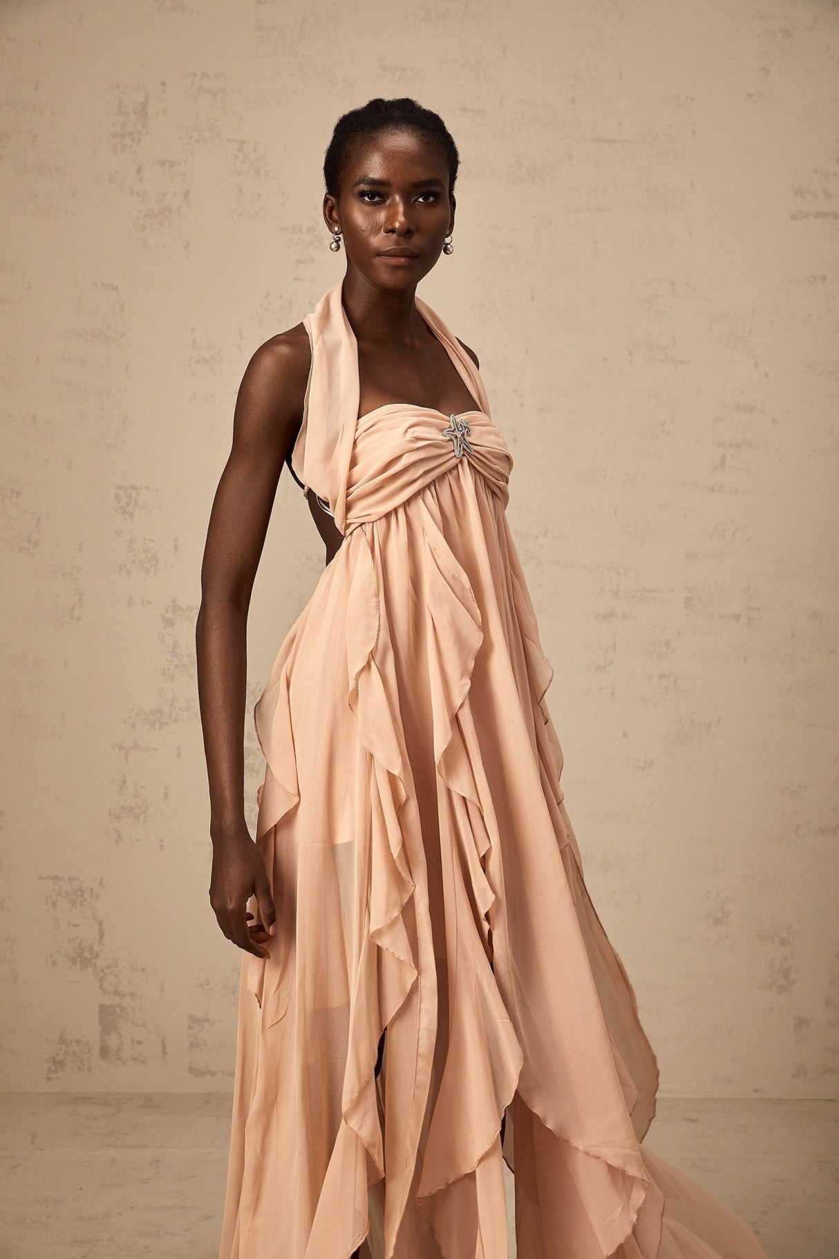 Penelope Maxi Dress in Vibrant Pink - Backless Halter Neck