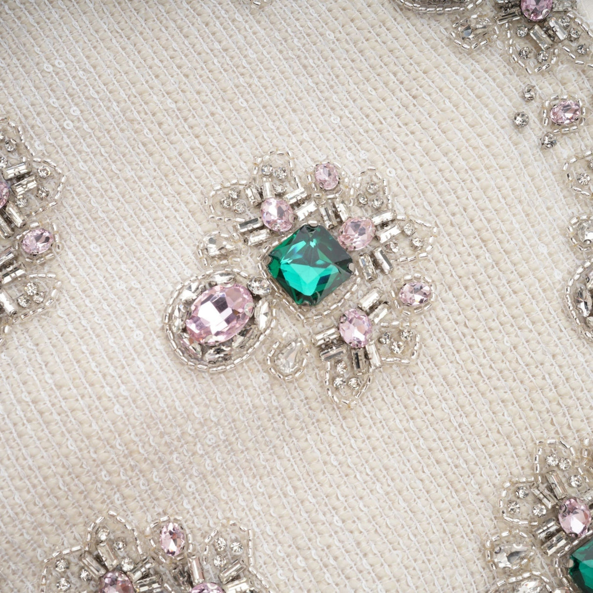 Perla Mini Dress White Tweed Bead Embellished Silhouette