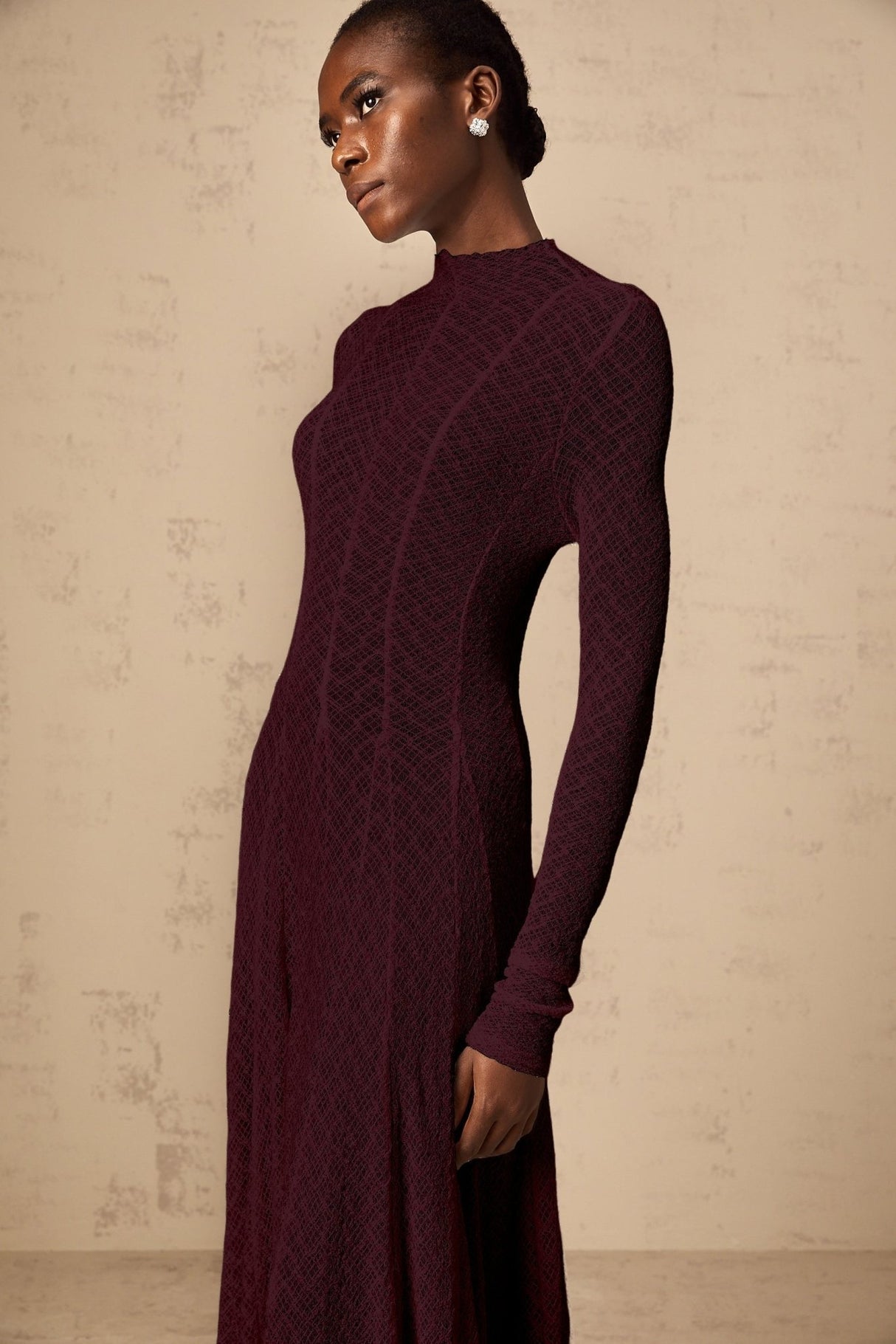 Phoebe Maxi Dress - Dark Red with Long Sleeves