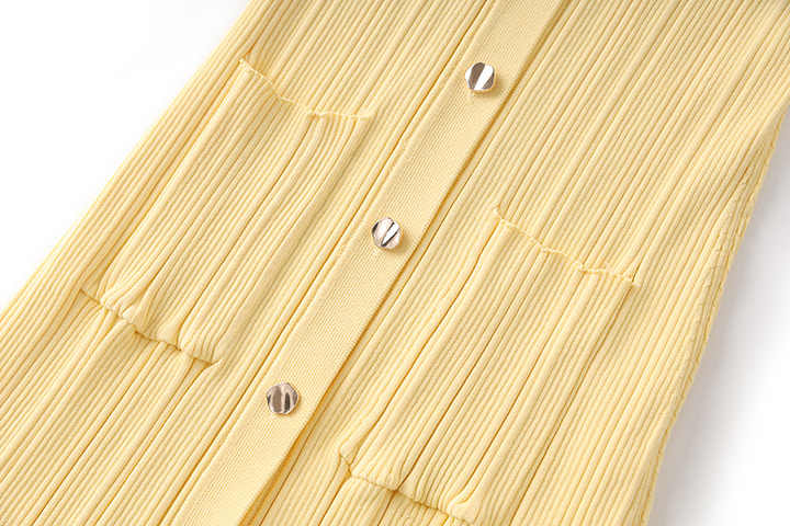 Piera Maxi Dress - Flattering Fit - Retro Collared Design - Lightweight Ribbed Knit - Versatile Styling - Trendy Flared Sleeve