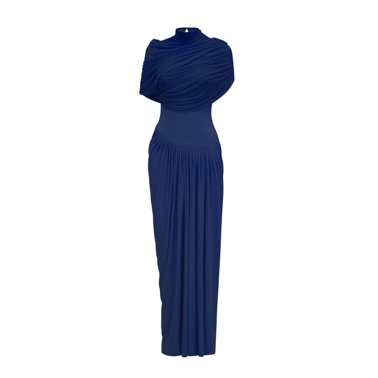 Pierina Maxi Dress in Stunning Blue - Sleeveless with Asymmetrical Pleated Details