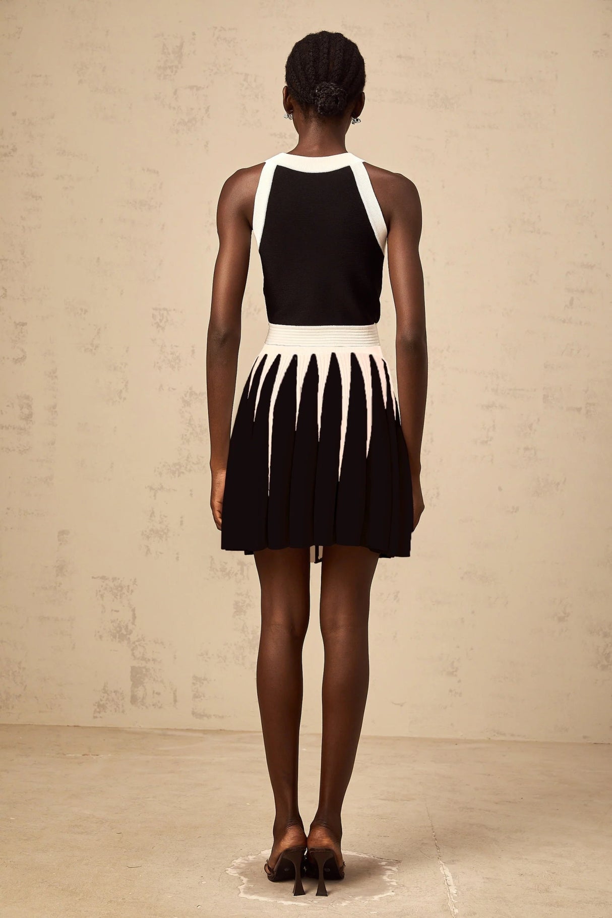 Pierina Top & Skirt Set Vertical Stripe Pattern Cropped Halter - neck Matching Outfit