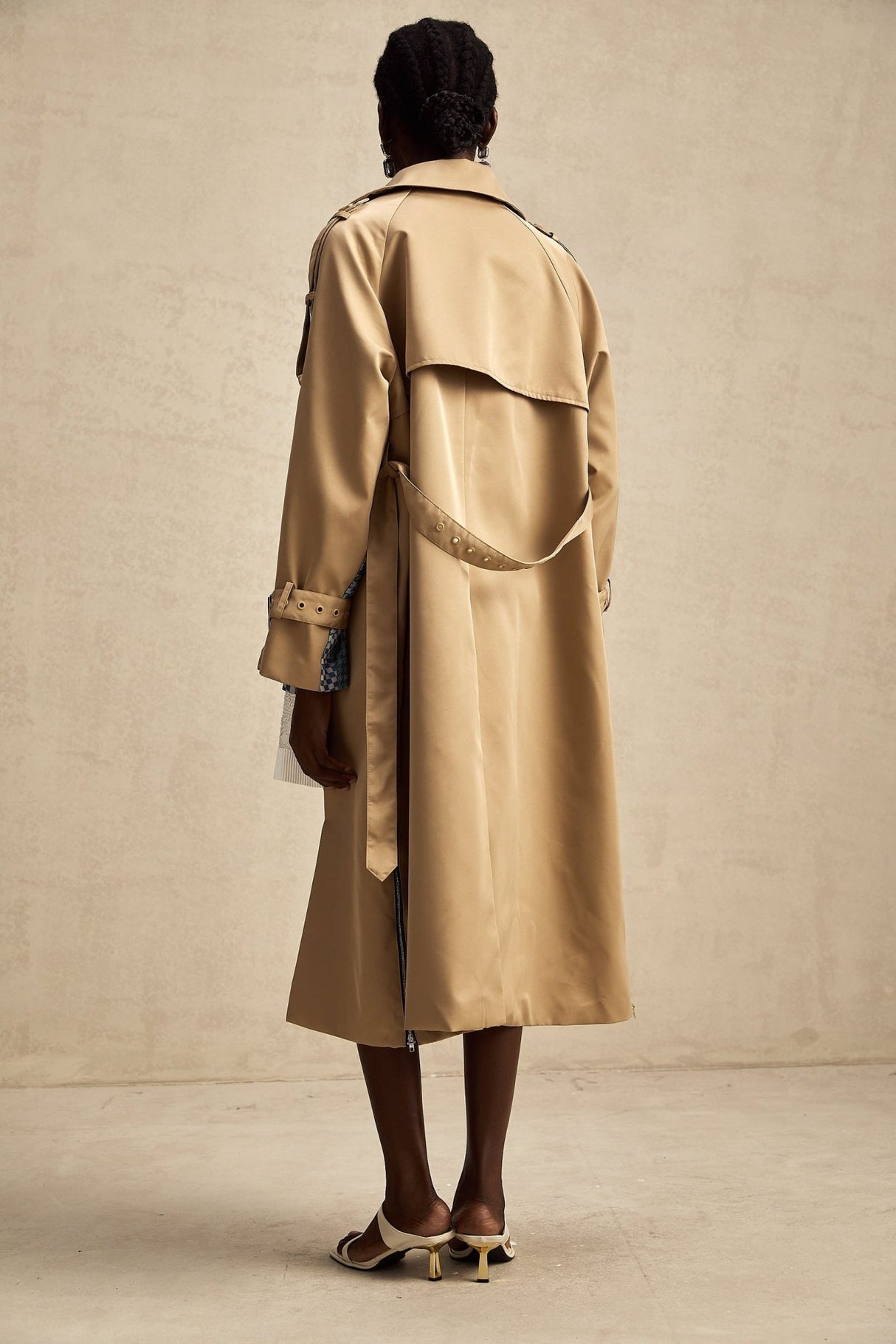 Pierina Trench Coat Contrast Belted & Patterned Edgy