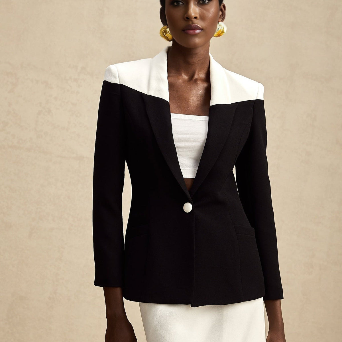 Jackie, Matching set with sleeve slit and pearl detail