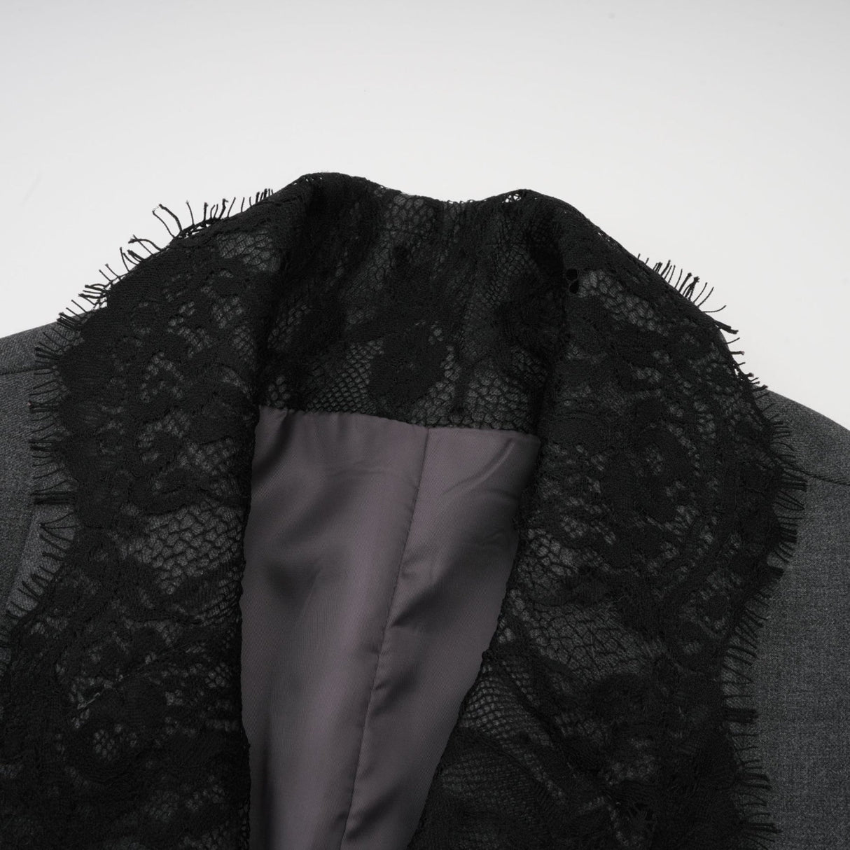 Presley Blazer Grey Lace Panel Chest Pocket Buttoned & Notched