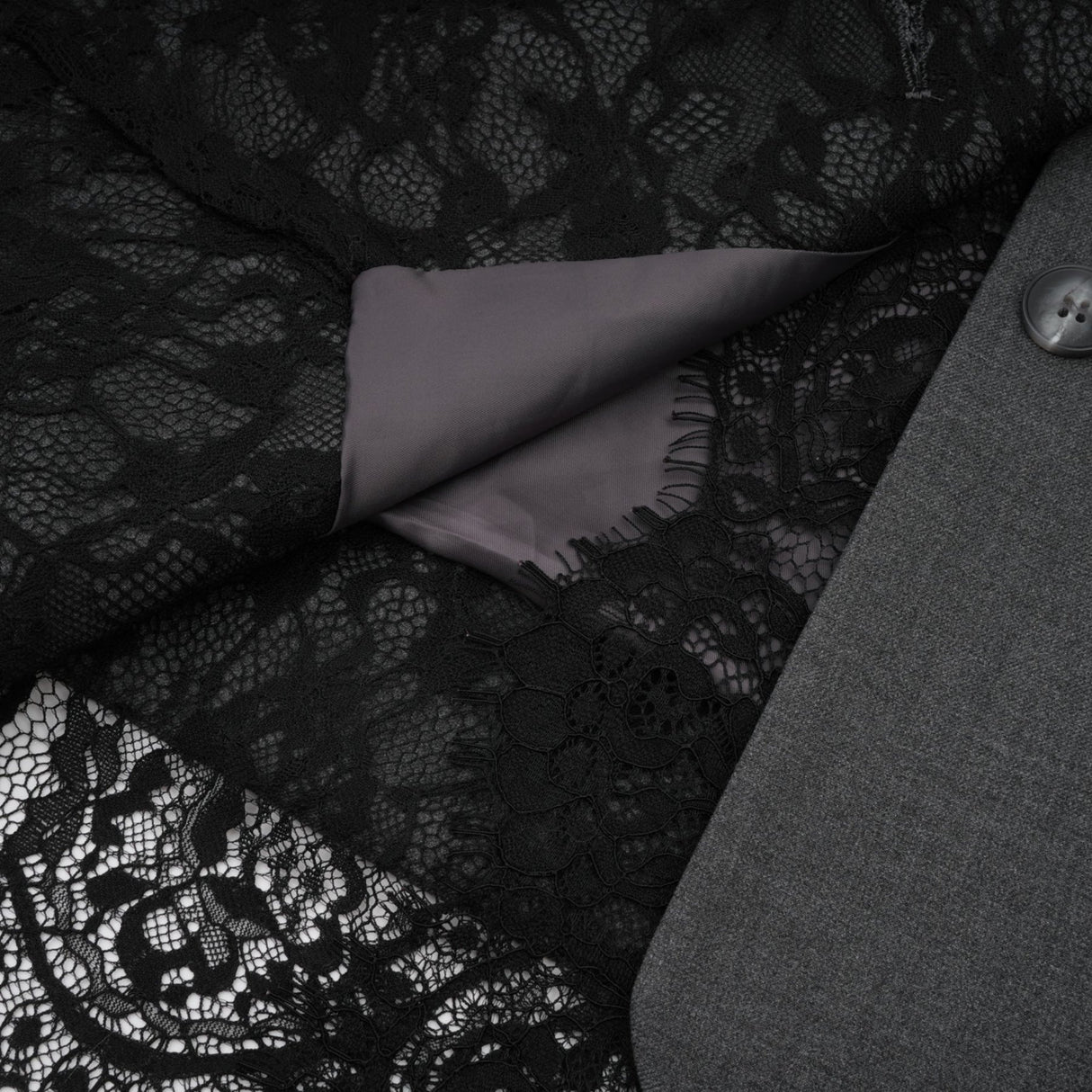 Presley Blazer Grey Lace Panel Chest Pocket Buttoned & Notched