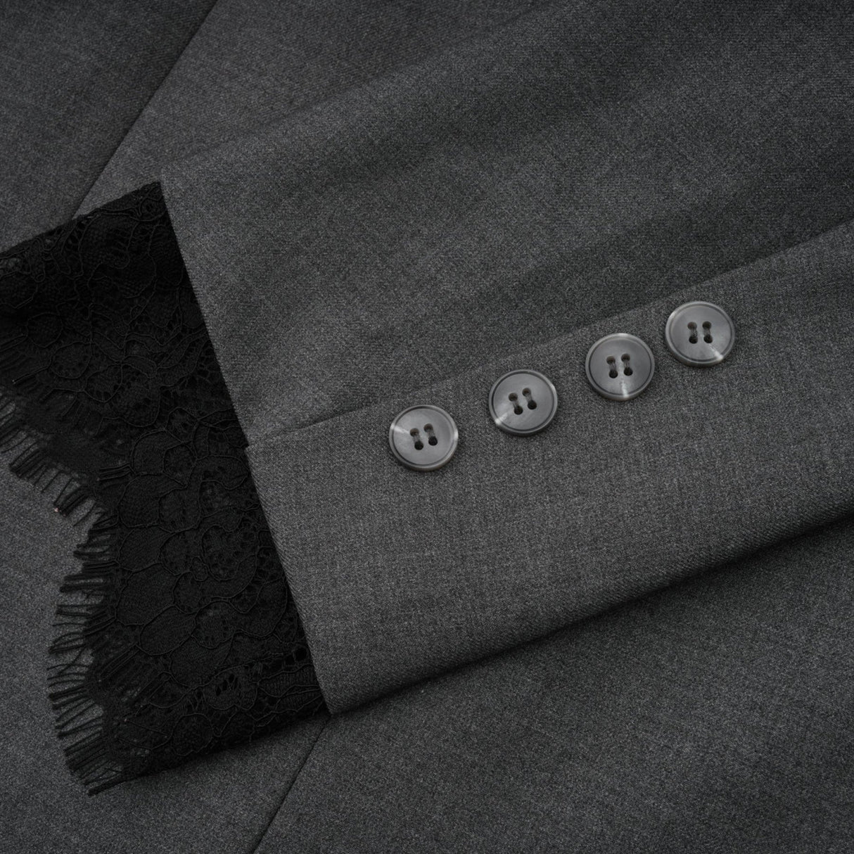 Presley Blazer Grey Lace Panel Chest Pocket Buttoned & Notched