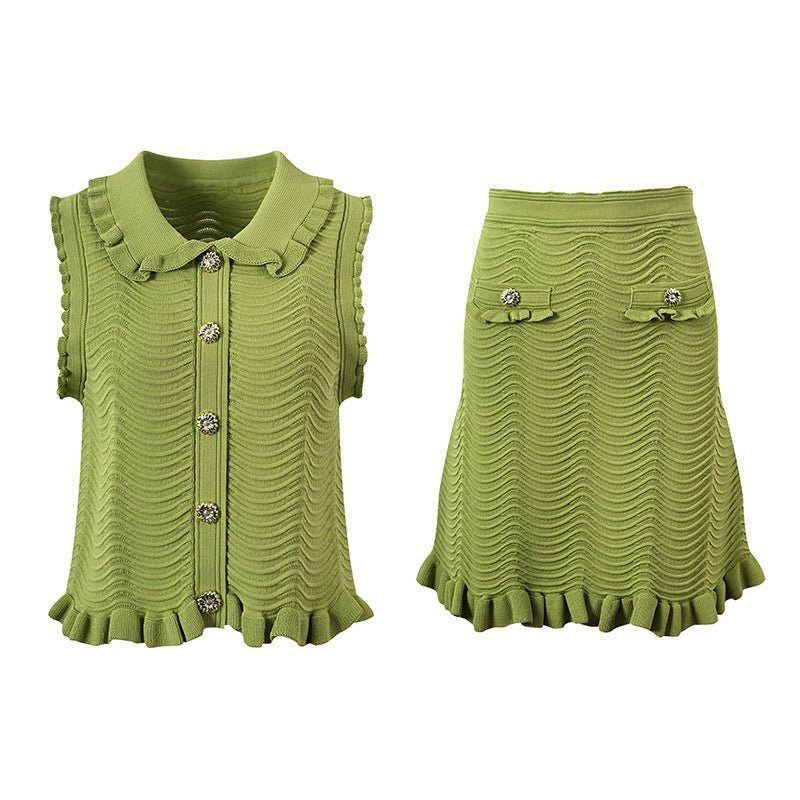 Quinn Fitted Sleeveless Top with Ruffled Edges - Coordinated Set with Matching Skirt