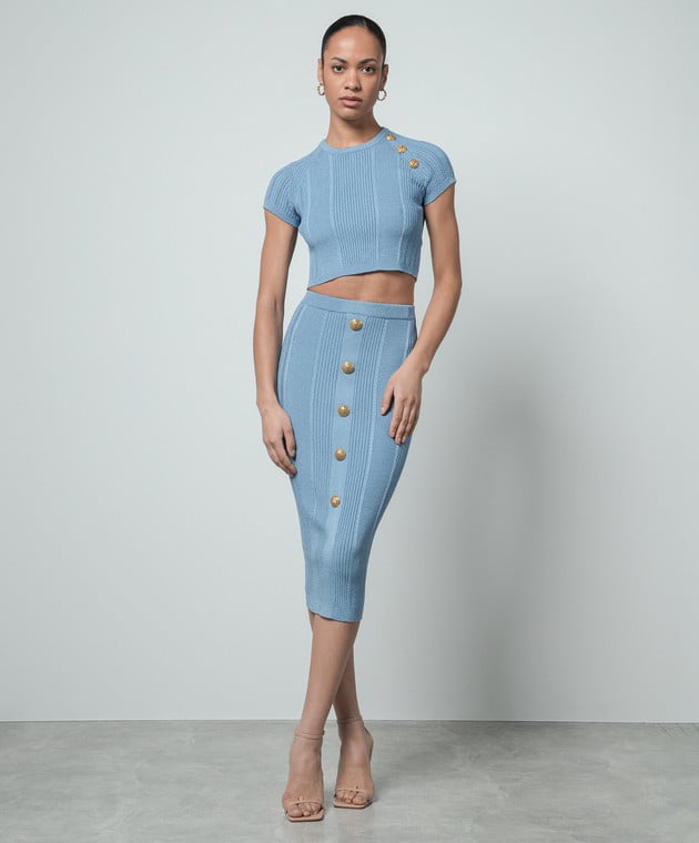 Quinn Top & Skirt Set - Ribbed Texture - Button Details - Fitted Silhouette - Knit Fabric - Elegant & Timeless
