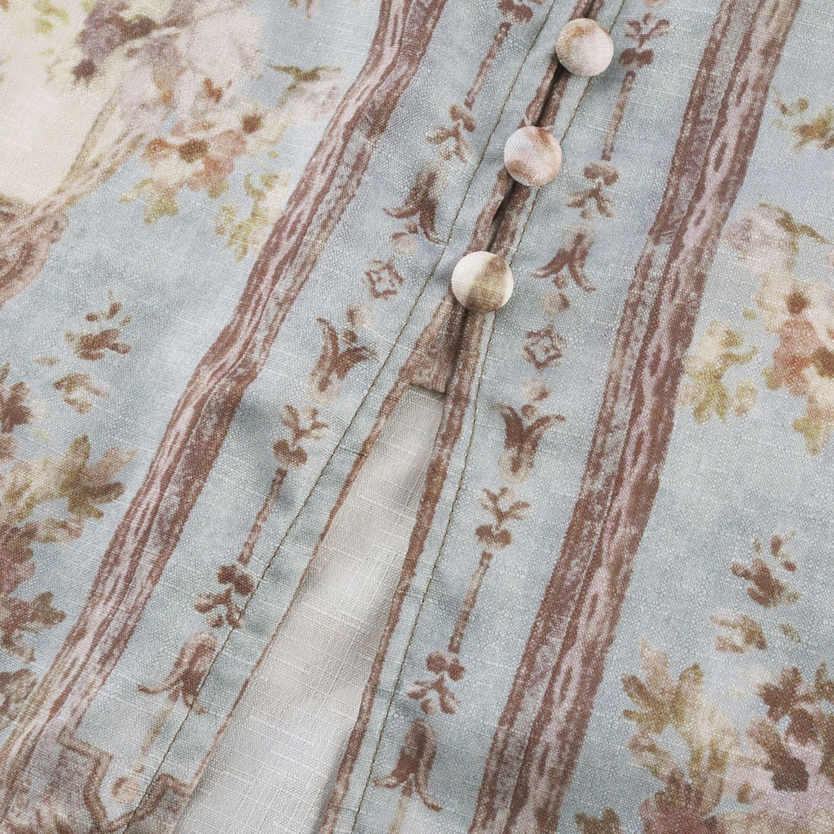 Rachel Floral Print Midi Dress in Neutrals & Light Blue